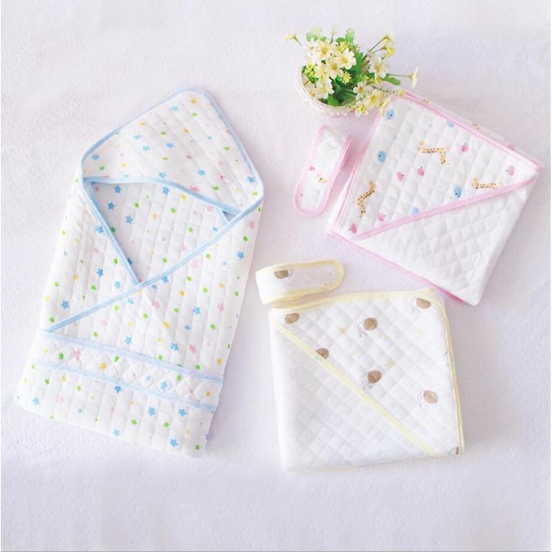 

Cotton Baby Blanket Envelope Hooded Wrap Newborn Sleep Sack Swaddling Wrap Bedding Blanket Cartoon Animal Design Baby Swaddle, Blue
