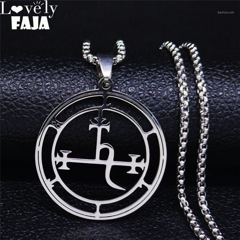 

Pendant Necklaces Stainless Steel Demon Necklace Men/Women Silver Color Satan LILITH & Pendants Jewery Colares Feminino N1249S031