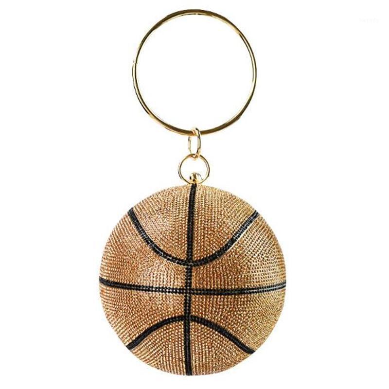 

2020 Basketball bag Round Ball Gold Clutch Purses for Women Evening Rhinestone Handbags Ladies Party Dinner Bag1