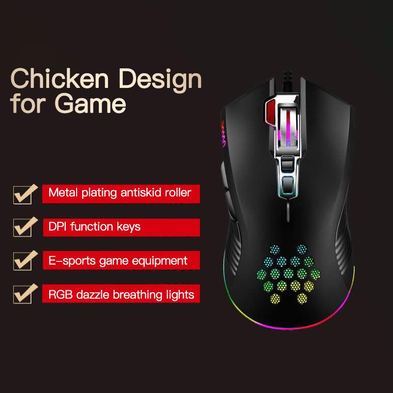 

Ergonomic Wired Gaming Mouse 8 Button LED 1600 DPI USB Computer Mouse Gamer Mice With Hollow Hole Backlight For PC Laptop Mause