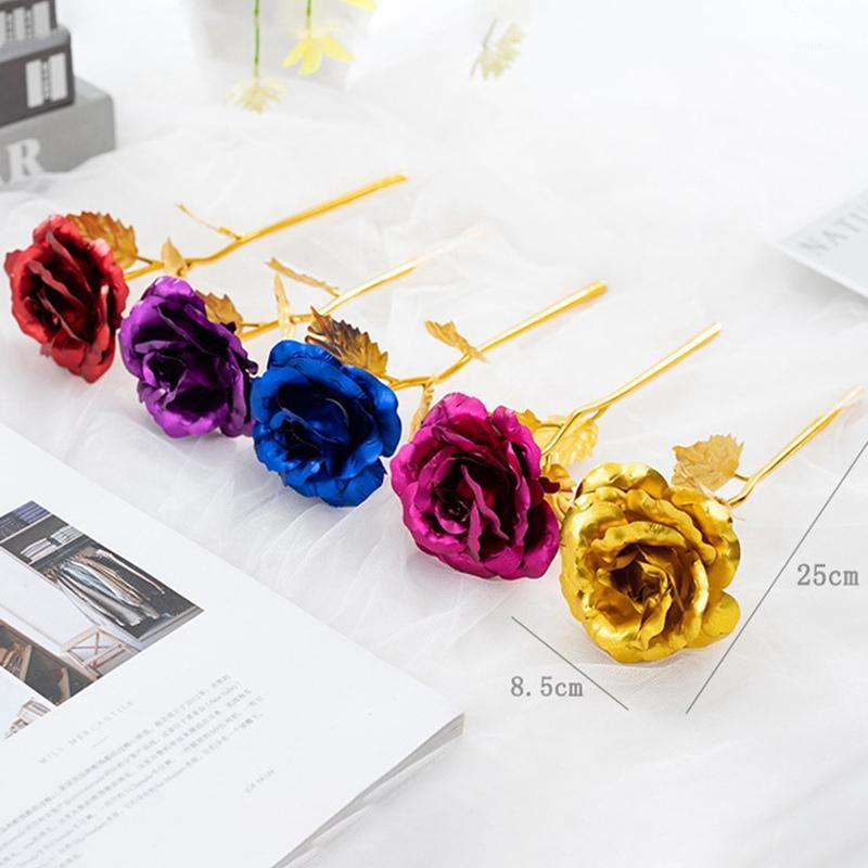 

Foil Plated Rose Gold Rose Wedding Party Favors Valentine's Day Gift Lover Artificial Flowers1