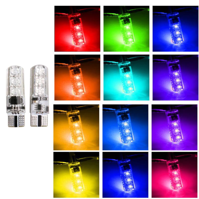 

1 Pair T10 Remote Control Car LED Bulb 6 Smd Multicolor RGB Side Light Bulbs F-Best, As pic