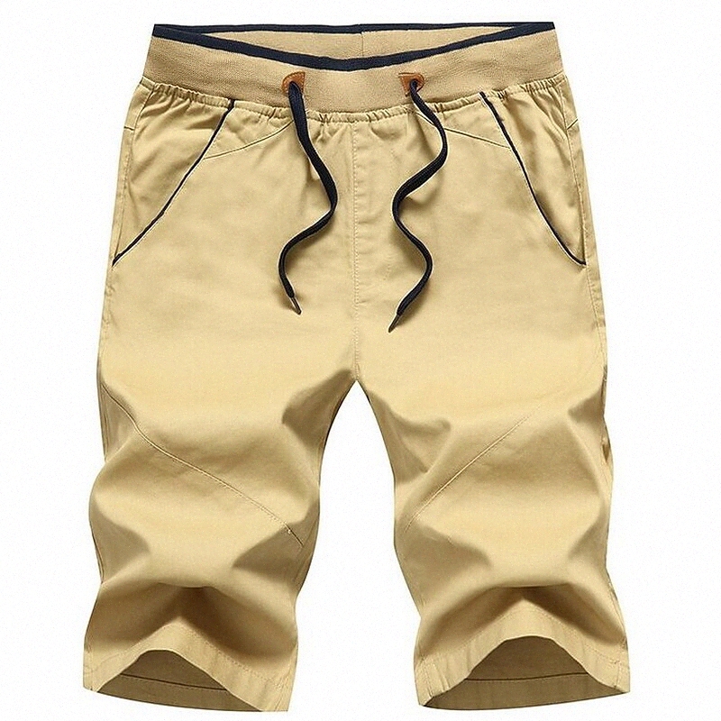Men's Shorts Chinos Knee Length Pants Daily Inelastic Solid Colored Mid Waist Khaki XXL / Summer i8C3#