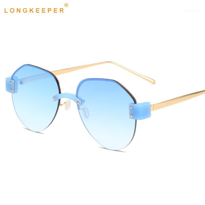 

Luxury Rimless Sunglasses Women Brand Design Vintage Sun Glasses Ladies High Quality Blue Gradient Shades lunette de soleil1