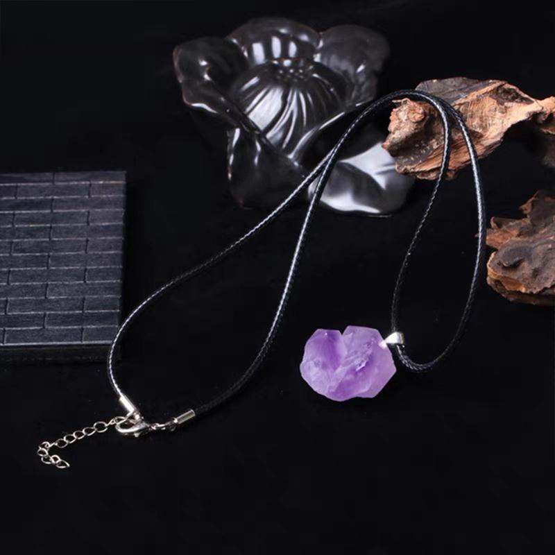 

Pendant Necklaces 1PC Natural Amethysts Flower Crystal Healing Stone Necklace Irregular Shape Chakra Jewelry DIY Gift Adjustable Choker Wome