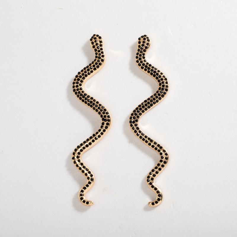 

2020 New Gold Ins Bling Rhinestone Snake Dragon Geo Minimalism Minimalist Stud Earrings Trendy Korean Fashion Women Jewelry