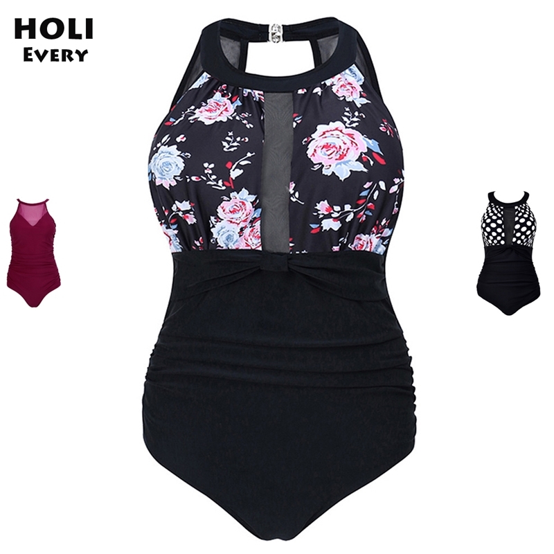 

One piece Swimsuit Plus Large Size Women Female Swimwear Stroj One-piece Bathing Suit Ba Lady Big For Fat Swim Wear Badpak Y200319, Black 1