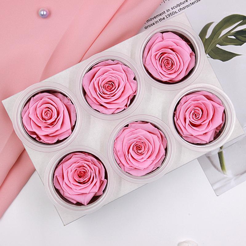 

5-6CM/6pcs,Grade A Preserved Rose Flowers Box,Valentines Day Gift Favor, Eternal Rose Heads,Wedding Decor1, Black
