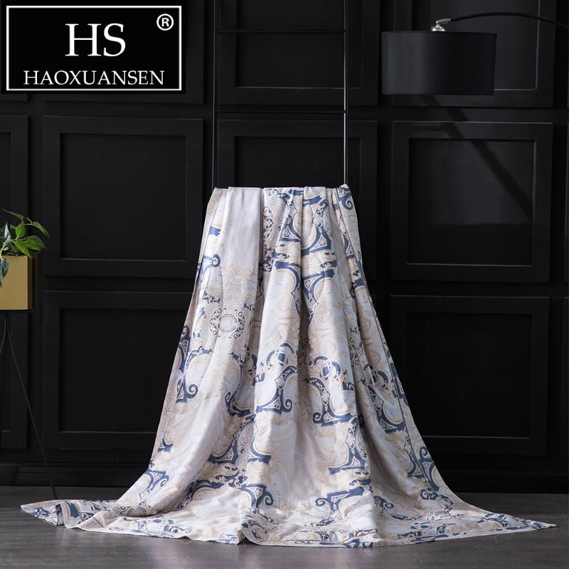 

100% Tencel 400 Thread Count Fabric Quilt Summer Lightweight Comforter Soft Thin Quilts Queen  Size Bed Cover Throw Blanket, Color 2