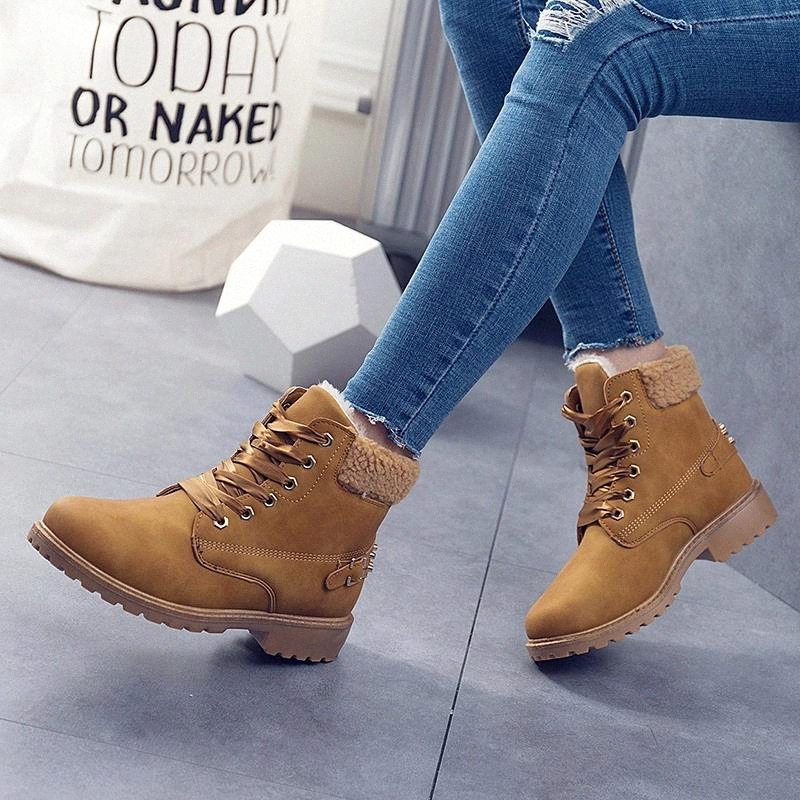 

women snow boots winter shoes warmful woman ankle boots #sK6J, Black