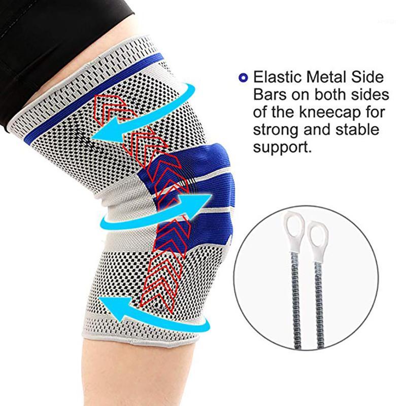

Silicone Spring Knee Brace Strap Patella Medial Support Strong Meniscus Compression Protection Sport Pads Running Basket1, Black