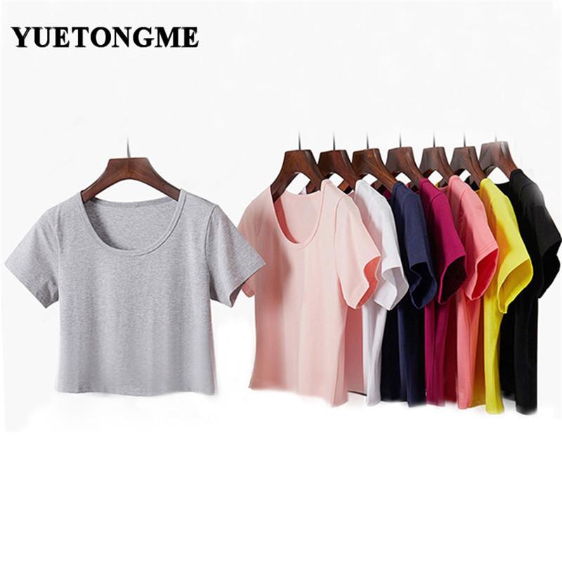 

Women' T-shirt Crop Top Summer Shirt Cross O-neck Women Crop Top T-Shirt Casual Cotton High Waist Camiseta Mujer BT002, Black