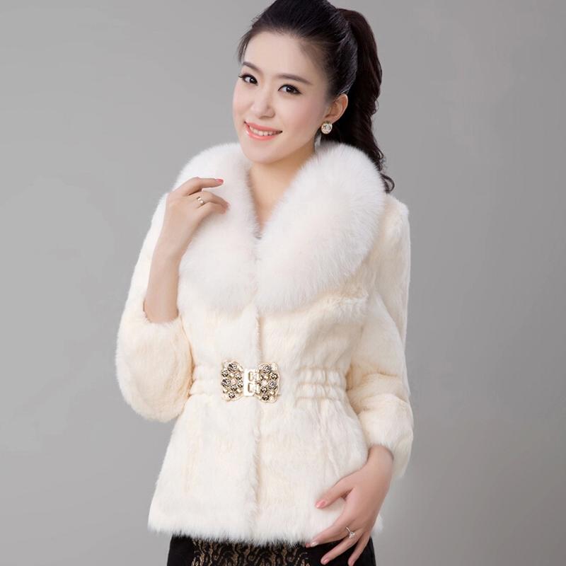 

Imitation Fur Coat Women 2020 New Winter Imitation Rex Fur Collar Short Coat Tops Fashion Slim Plus Size 4XL, White