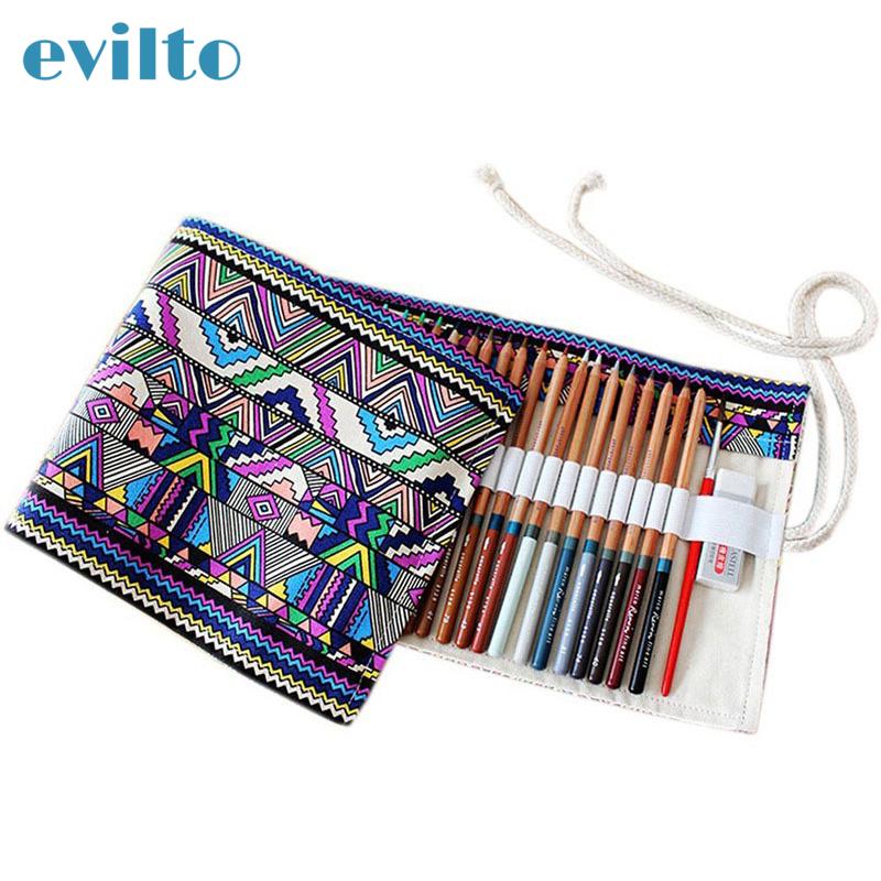

36/48/72 Roll School Pencil Case Canvas Wrap Roll Up Pencil Bag Penal for Girls Boys Cute Large Pencilcase Penalties Box