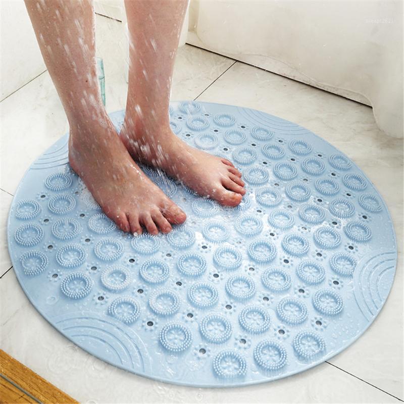 

Round Non-slip Shower Mat Home Bathroom PVC Drain Holes Suction Cups Floor Massage Foot Pad1