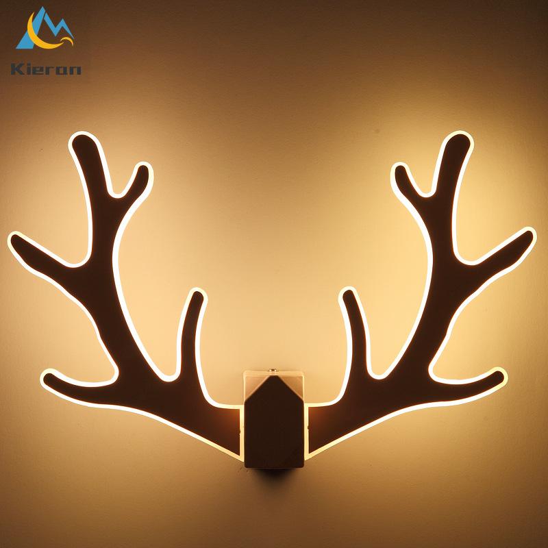 

Simple Deer Heads Led Wall Lamp Children's Room Decor Bedroom Bedside Wall Light Fixtures Nordic Deer Horn Lamp Minimalist Light