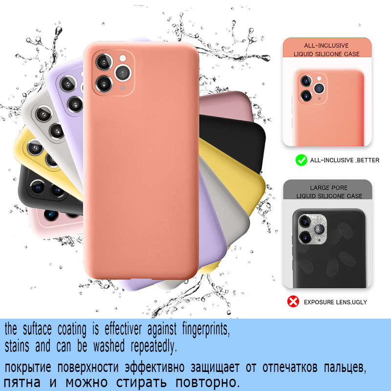 

Luxury Square Liquid Silicone Soft Phone Case Lens protection Covers For iPhone 11 12 Pro X XR XS Pro Max 7 8 Wholesale DHL, No.6