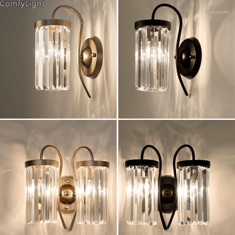 

Crystal Wall headboard Lamp Loft Bedside light LED golden led decorative wall sconce light corridor Bar Cafe Home Lighting1