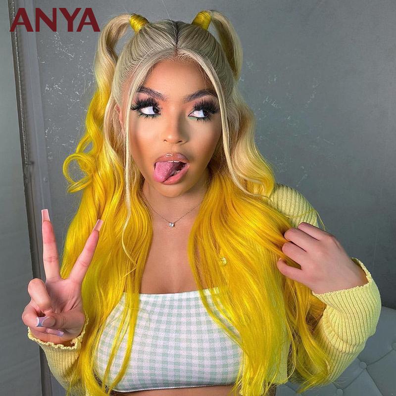 

Anya 613 Yellow Ombre13*4 Transparent Lace Wigs Body Wave Lace Front Human Hair Wigs Malaysian Virgin Hair For Black Women, Natural color