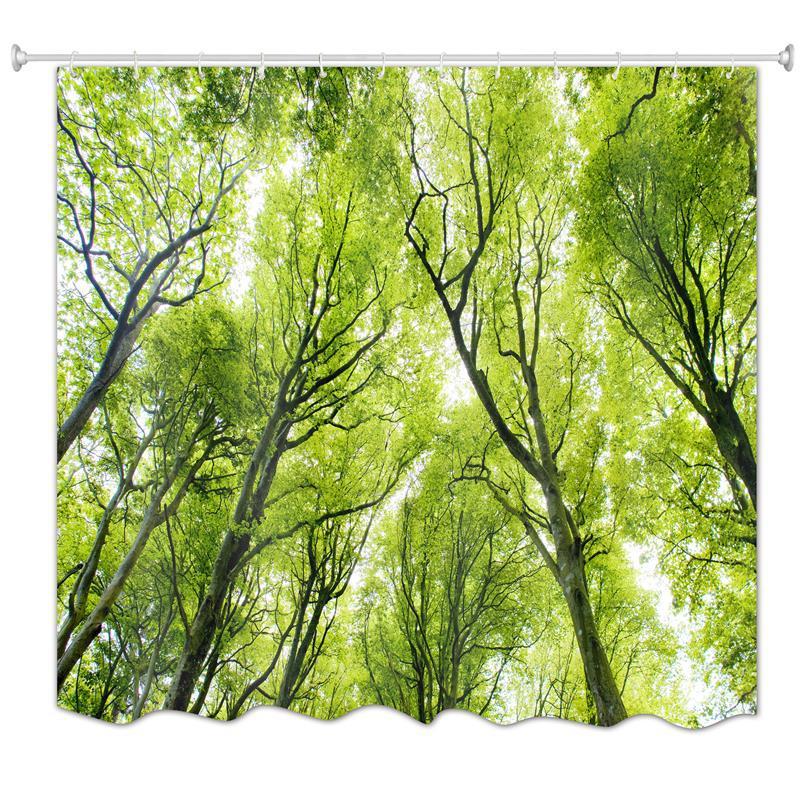 

Plant Polyester Shower Curtain Waterproof Washable Printing Landscape Curtains Bathroom Shower Cortina Bathroom Decor BE50SD