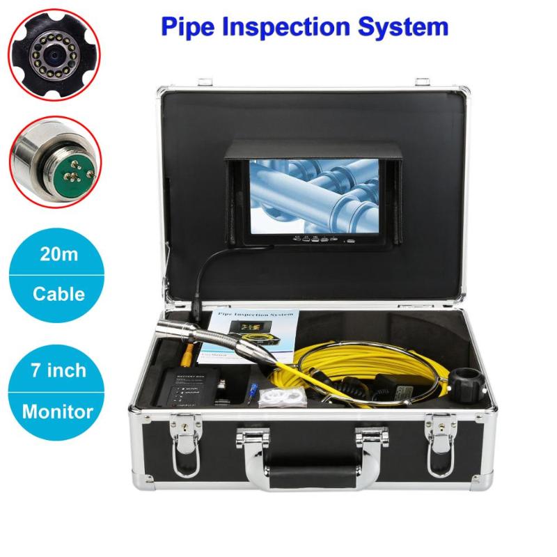 

20m IP68 Waterproof Sewer Drain Inspection Camera System 7inch Industrial Pipe Inspection With Video Record