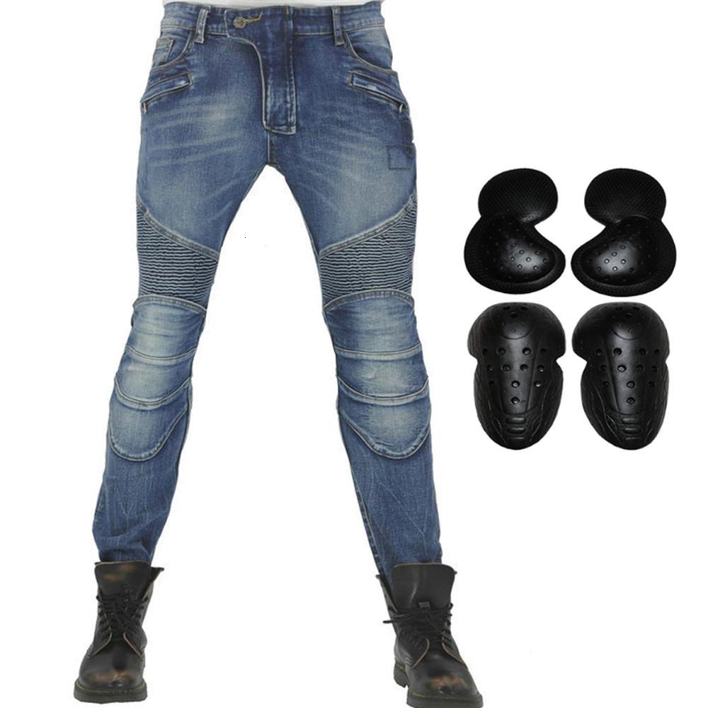 

2021 New 100%cotton Men Motorcycle Riding Motocross Racing Jeans Pleated Nostalgic Slim Fit Locomotive Pants with 4 x Knee Hip Pads Oxl6