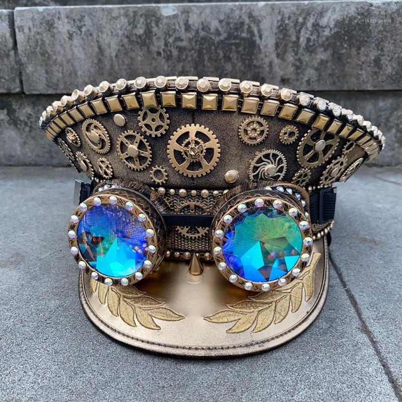 

Steampunk Hat Germany Officer Army Hat Punk Hats Cap Cosplay Halloween With Punk Glasses1, Jfs