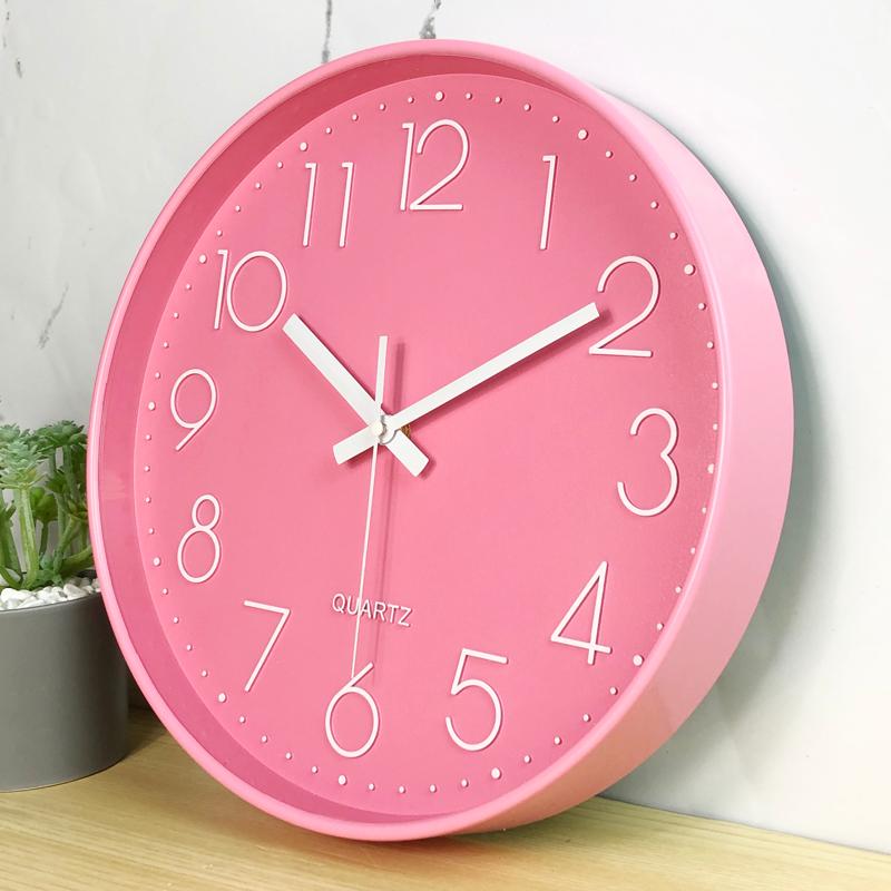 

12inch Creative Pink Wall Clock Modern Silent Bedroom Living Room Clocks Wall Watches Home Decor Kitchen Clock Gift