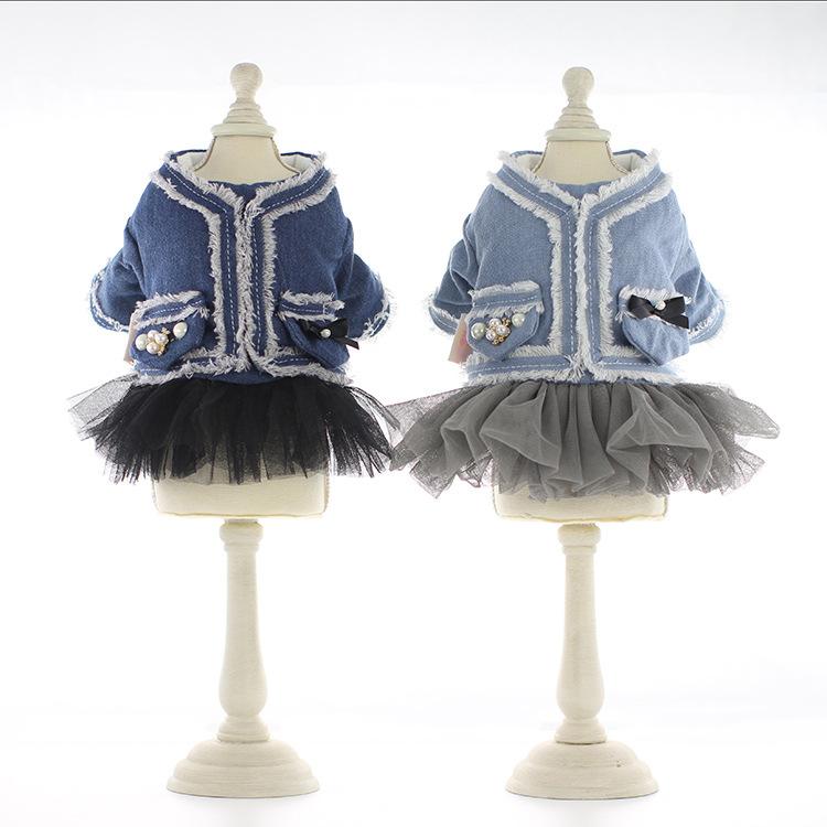 

Newest Style Denim Dresses for Dogs Warm Autumn and Winter Thick Cute Princess Graceful Denim Skirts for Pets Vestido Perro, Blue