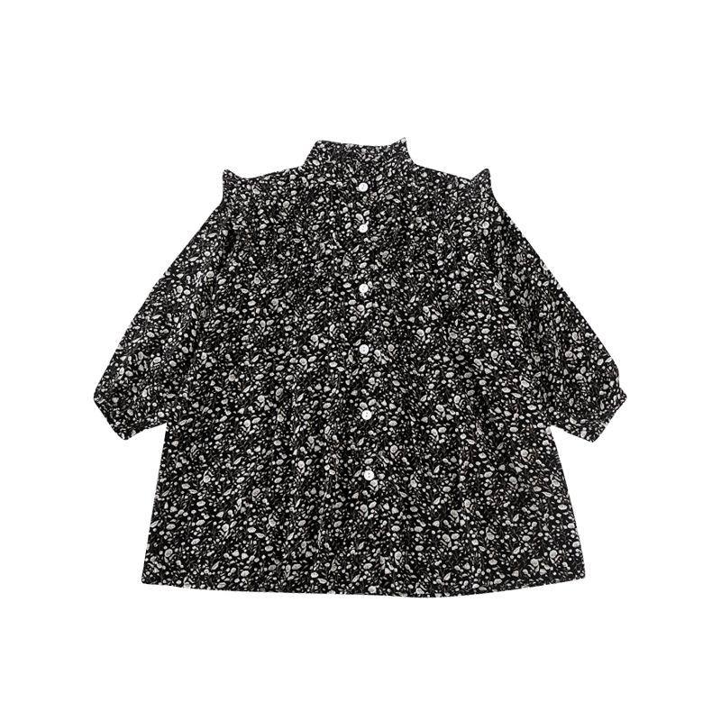 

2021 Autumn New Girls Floral Dress Girls' Princess dress Fashionable Long-Sleeved little girls clothing, Black
