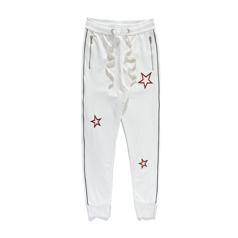 

Fashion Retro Mens Pants High Quality Cotton Cozy Track Joggers Stars Print Cargo Pant Trousers Autumn Winter Elastic Waist Harem Sweatpants, Black