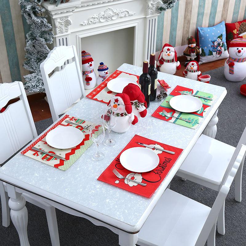 

Christmas Decorations 1pcs Placemat Table Mat Snowman Place Mats Tree Country Holiday Decoration For