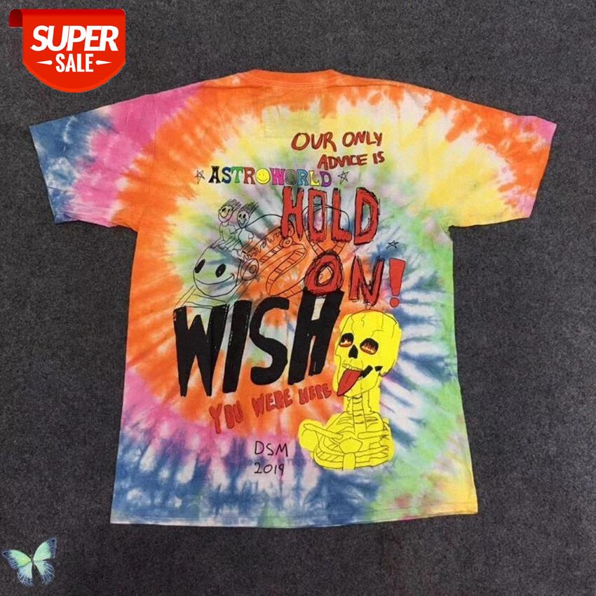 

Astroworld t-shirt Cactus Travis Scott Sicko T shirt Men Women Tie dyeing tee shirt #wu6R, White;black