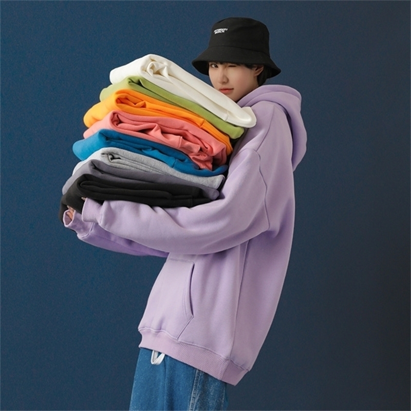 

Winter Oversize Hoodies Women Loose Pocket Hooded Thicken Warm Solid Color Hoodie Long Sleeve Sweatshirts Lady Plus size Tops 201216, Black