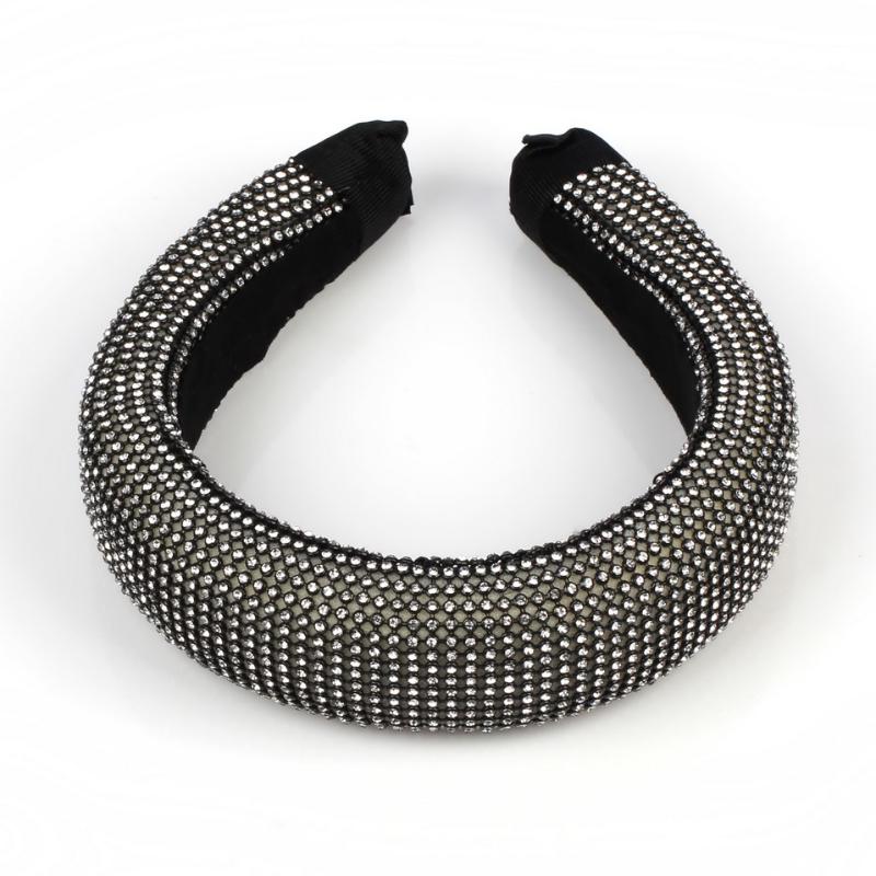 

Hair Clips & Barrettes Fashion 2021 Big Chunky Rhinestone Hairbands For Women Florate Brand Party Thick Sponge Head Hoop Band Jeweled Access