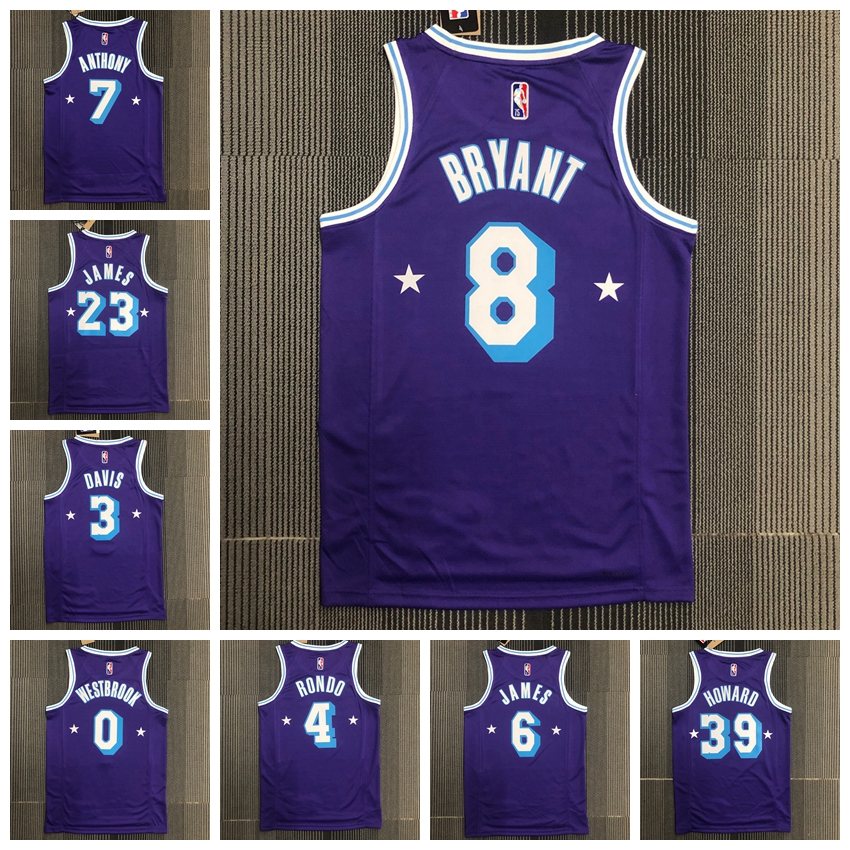 

75th LeBron 6 James Jersey 0 Russell 23 Westbrook 75th 7 Carmelo Basketball Anthony Jerseys Los Angeles''Lakers''Mens Anniversary Purple T-shirts A07