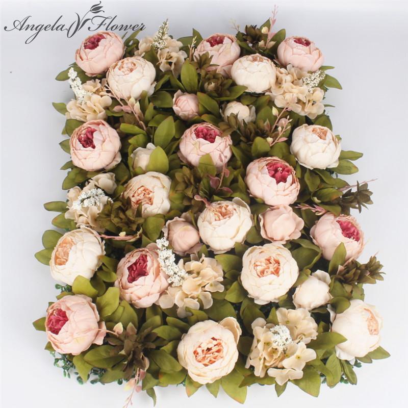 

40*60cm Luxury Customize Silk Peony Artificial Flower Wall Panel Grass Base DIY Wedding Backdrop Decor Party Flower Wall 2pc/lot, 17