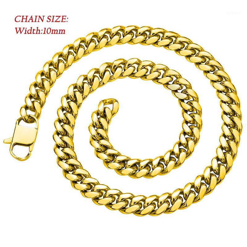 

necklaces men's fashion large stainless steel Cuban link chain necklace steel gold hip hop rock long necklace jewelry wholesale1