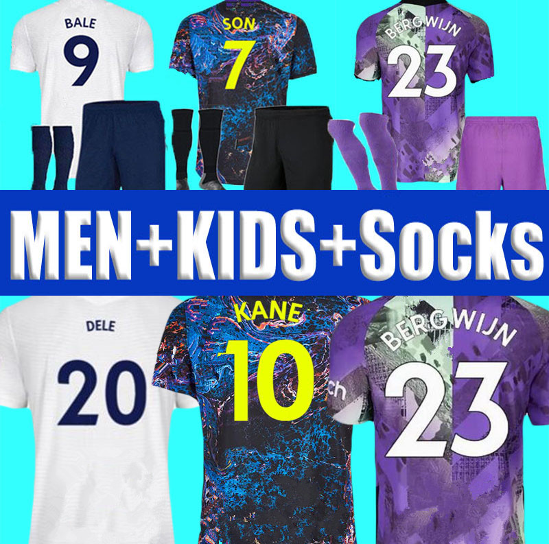 

tops 21 22 23 KANE SON KULUSEVSKI Soccer Jerseys home Away 2021 2022 HOJBJERG colorful LUCAS DELE Third 3rd Football kit shirt BRYAN purple Men kids full sets uniform, Men home