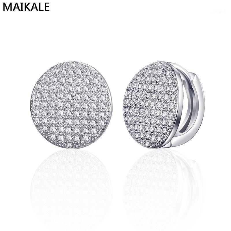 

Stud MAIKALE Round Earrings Hypoallergenic Gold Micro-inlaid Cubic Zirconia For Women Fashion Jewelry To Friend Gift1