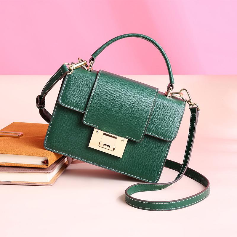 

Women Bag 2021 Small Square Bag Leather Fashionable Cross-body Autumn and Winter Shoulder, Green