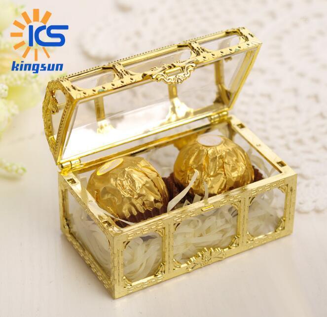 

20PCS Top Grade Large Size treasure box Gold Transparent Plastic Wedding Gift Boxes Baby Shower Candy Box jewellery1