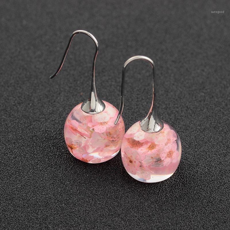 

Dangle & Chandelier Creative Zinc Alloy Real Blossom Earrings Flowers In Resin Spheres Color Earwires Big Jewelry Gift For Women1