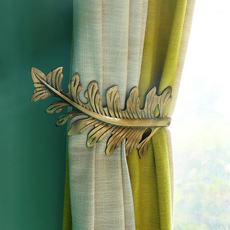 

Window Curtain Holder Living Room Curtain Holdback Europe Curtains Decoration Accessories Tie Back Leaves Hooks Bronze1