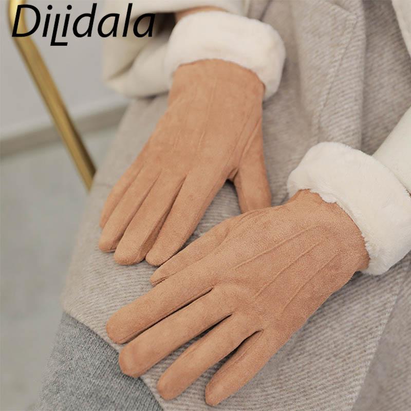 

Dilidala Autumn Winter Woman Gloves Plus Velvet Thick Warm Students Touch Screen Outdoor Riding Drive Gloves Winter Women