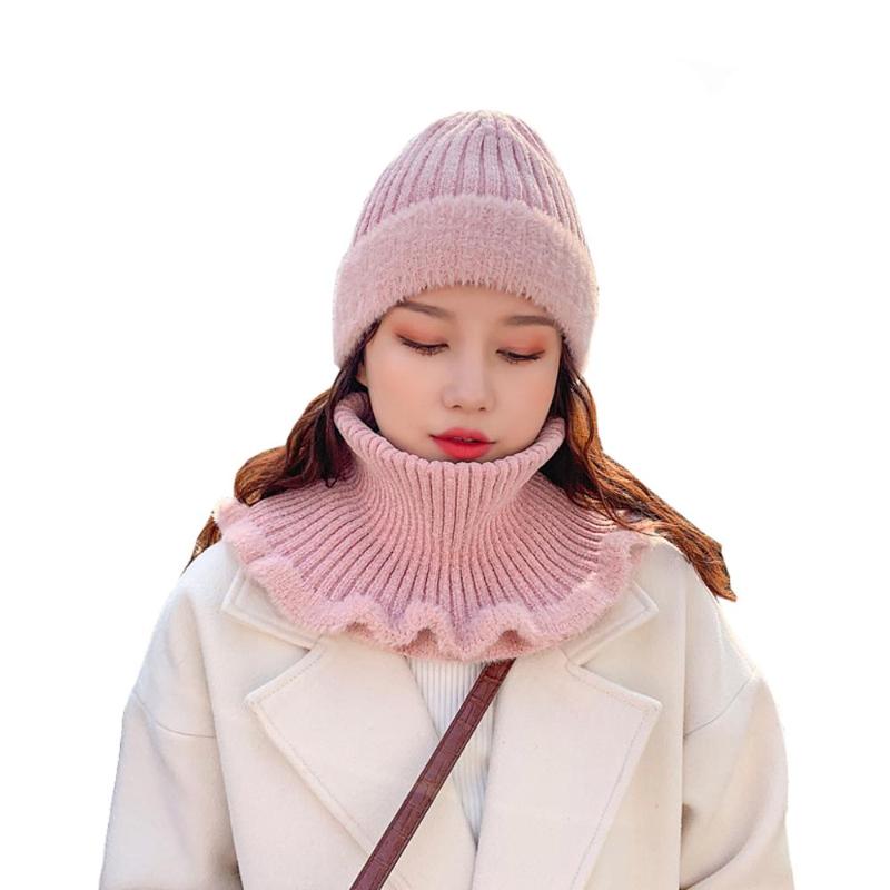 

Womens Chenille Knit Hat Scarf Set Female Winter Chunky Warm Soft Beanie and Neck Warmer