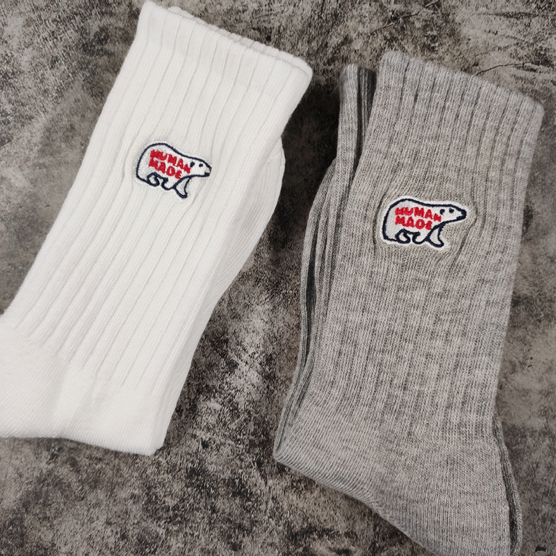 

White Grey in stock Socks Women Men Unisex Cotton Basketball Socks