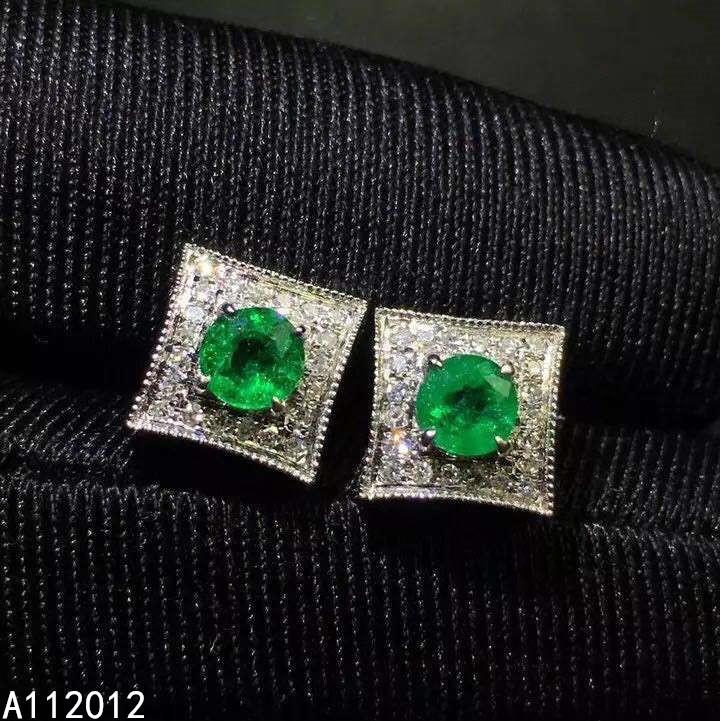 

KJJEAXCMY fine jewelry 925 silver natural Emerald new girl classic earrings hot selling ear stud support test Chinese style