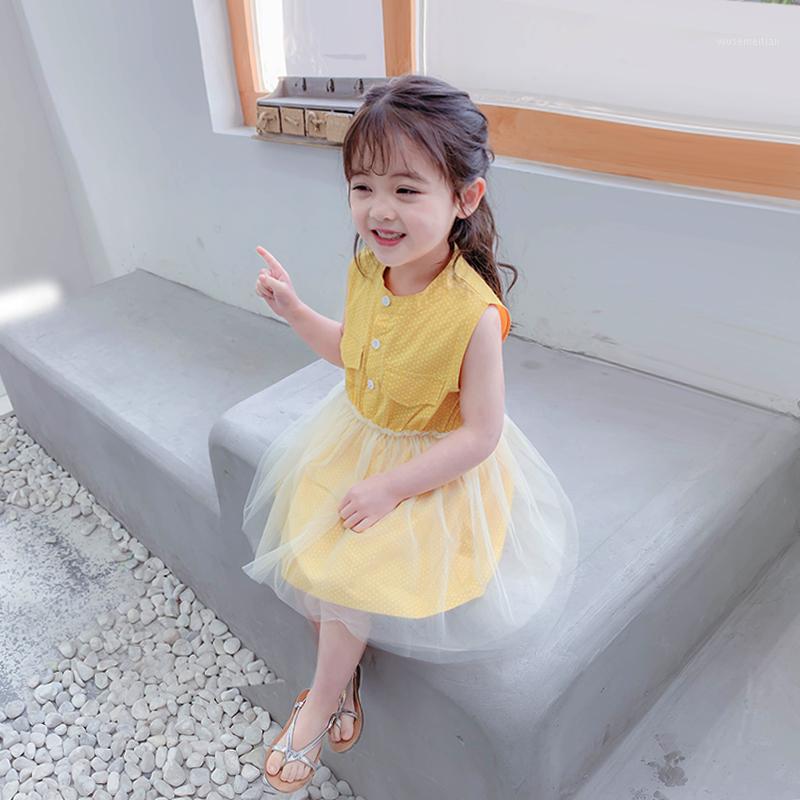 

SUMMER DRESS KIDS Yellow Skirt Princess Dress GIRL 2-7 Yrs Old Baby Clothes Thin1