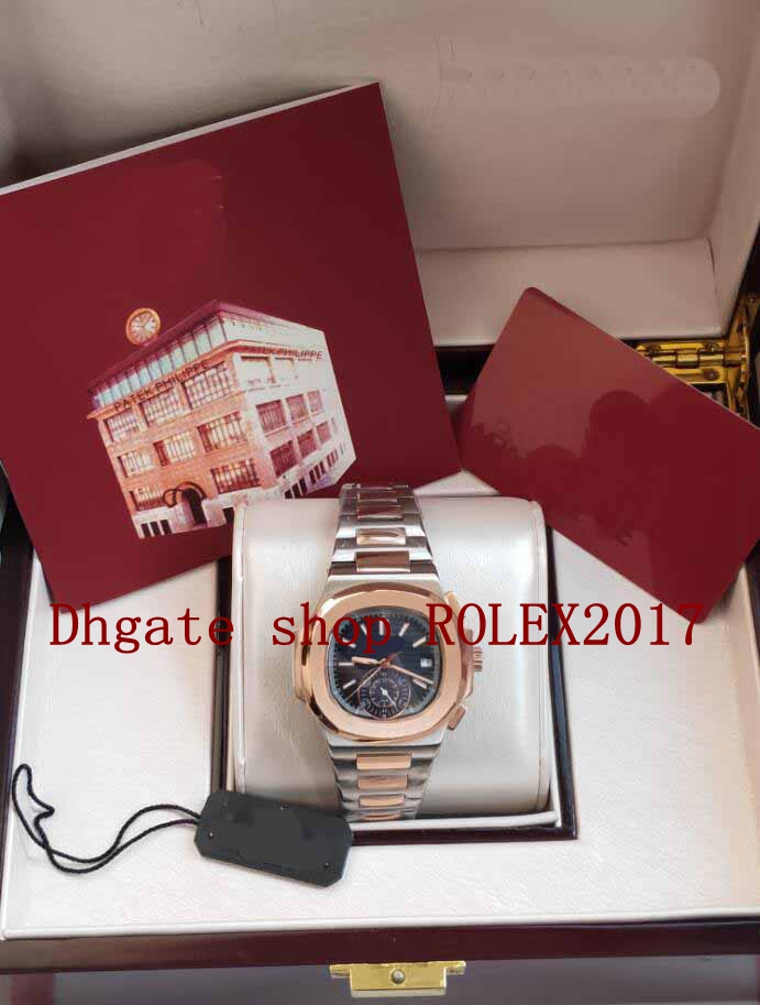 

Original Box Mens Movement 40.5 mm Blue Dial Classic 5980 5980/1 Two Tone Gold Asia Mechanical Transparent Automatic Mens Watch Watches